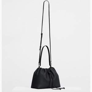 THEORY Mini Cinch Sack Bag in Leather in BLACK